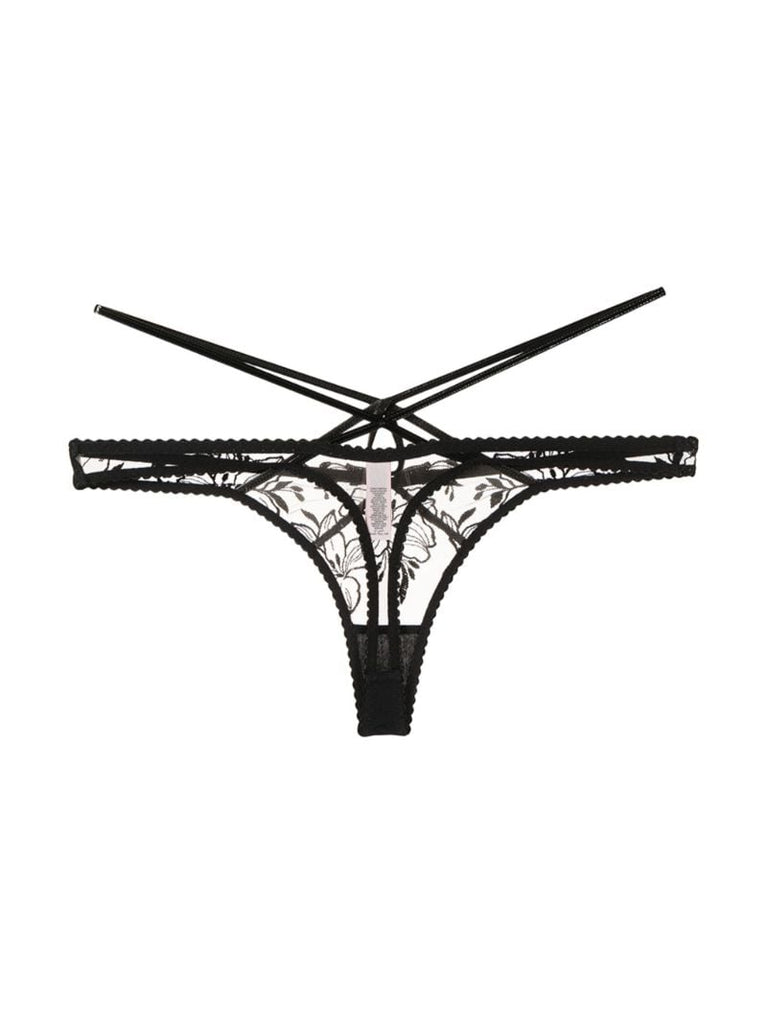 Black Ozella Floral Lace Thong