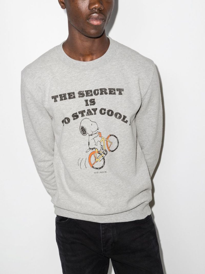 X Peanuts Snoopy Print Cotton Sweatshirt