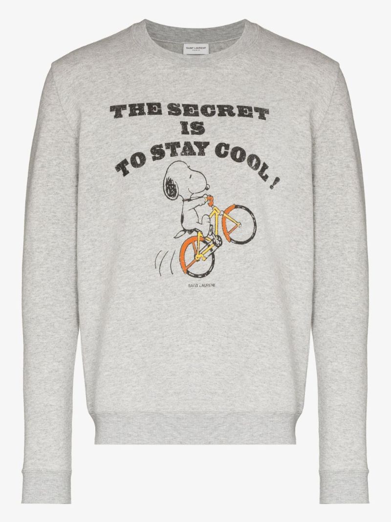 X Peanuts Snoopy Print Cotton Sweatshirt