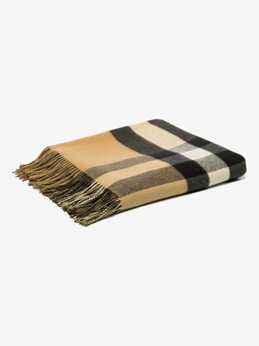 Neutral House Check Cashmere Blanket