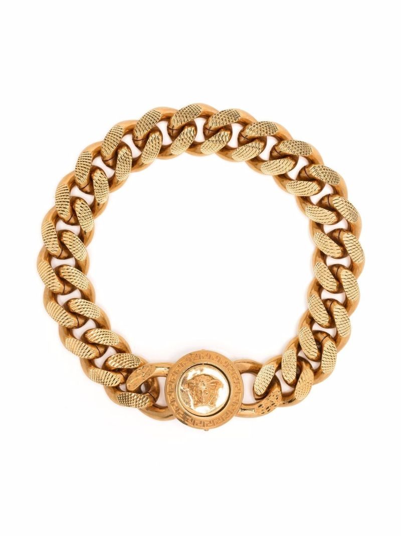 Gold-tone Medusa Curb Chain Bracelet