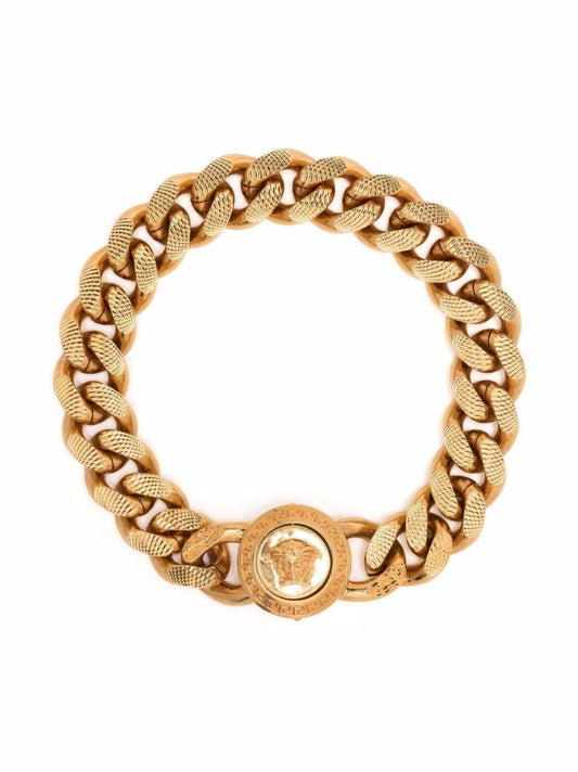 Gold-tone Medusa Curb Chain Bracelet