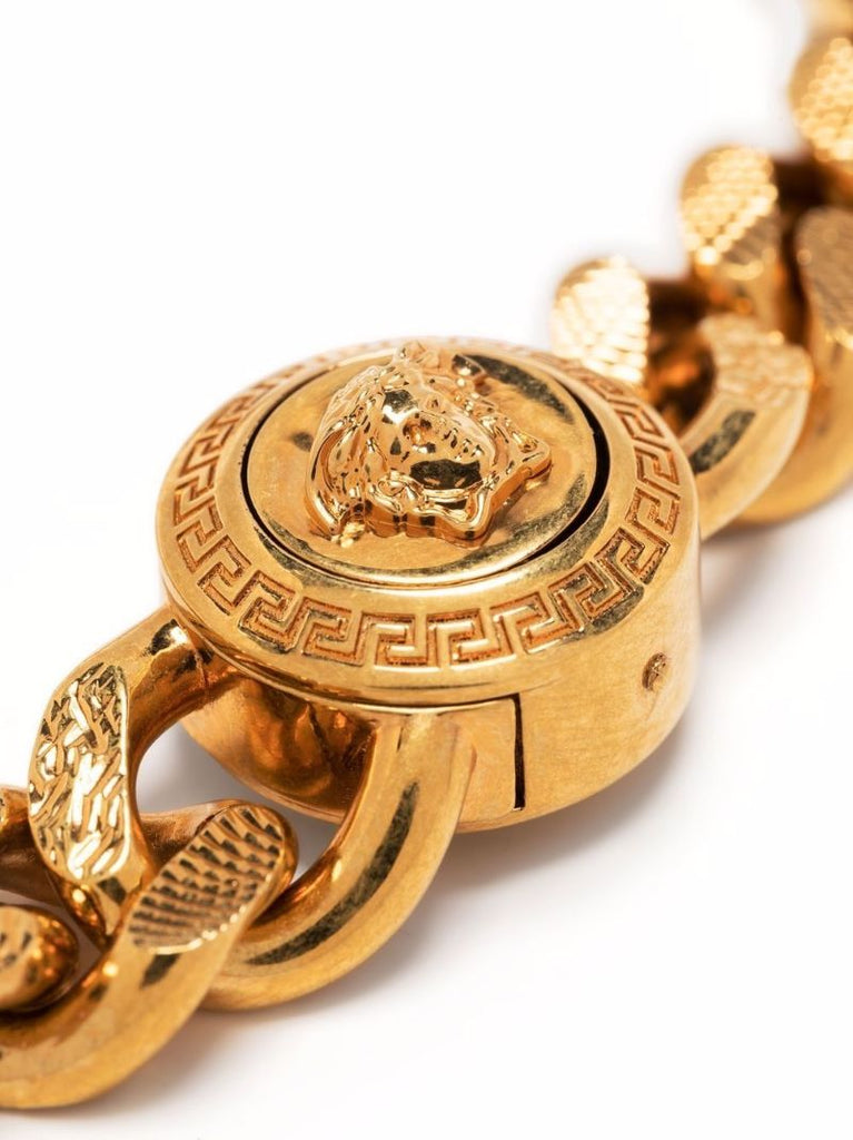 Gold-tone Medusa Curb Chain Bracelet