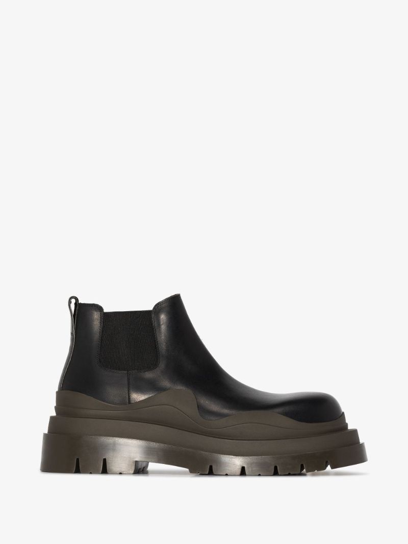 Black Tire Leather Chelsea Boots