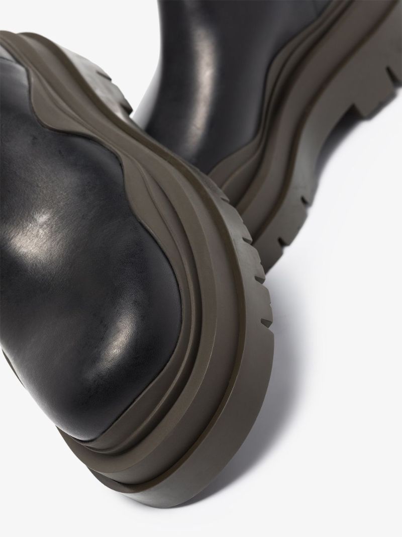 Black Tire Leather Chelsea Boots