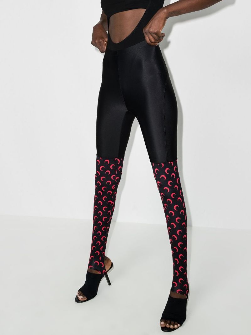 Trompe L'oeil Crescent Moon Print Leggings