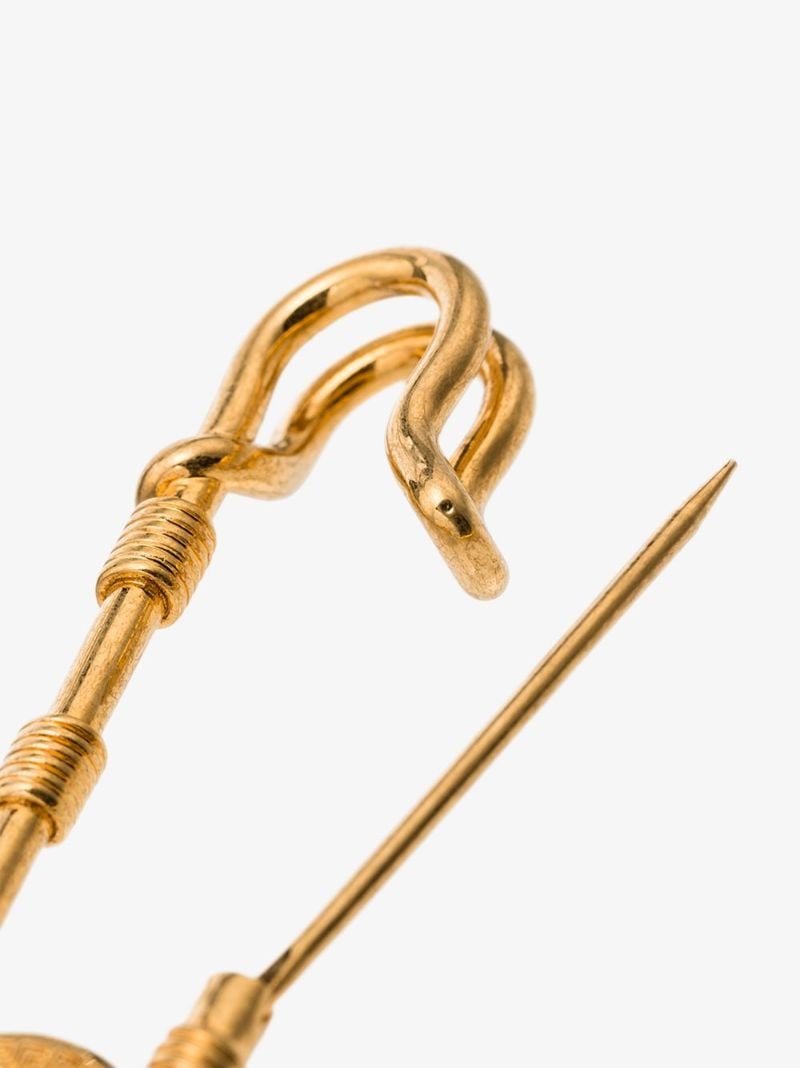 Gold-tone Medusa Safety Pin Brooch