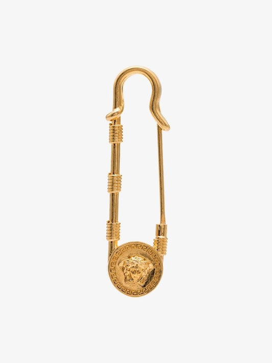 Gold-tone Medusa Safety Pin Brooch