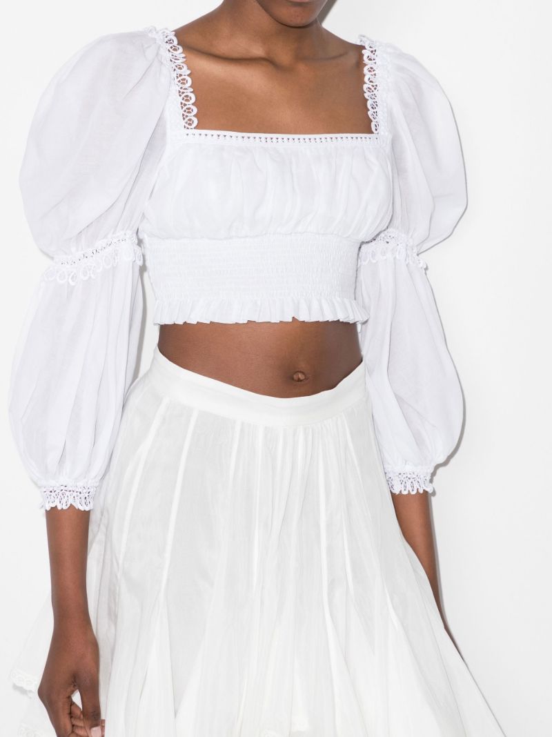 Daphne Puff Sleeve Cotton Crop Top