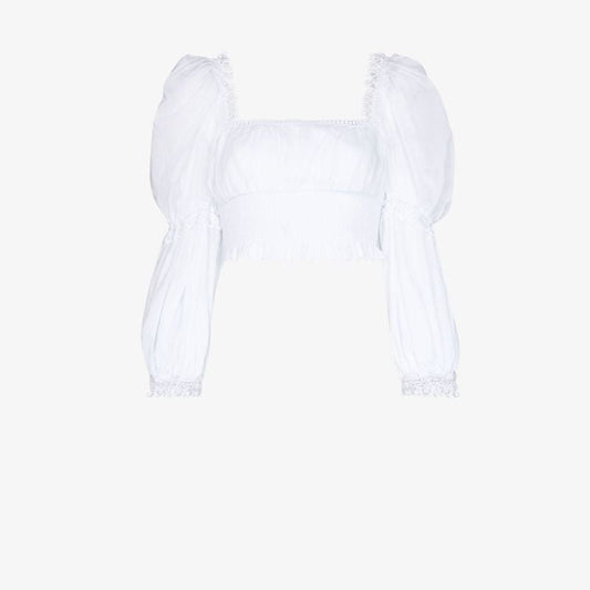 Daphne Puff Sleeve Cotton Crop Top