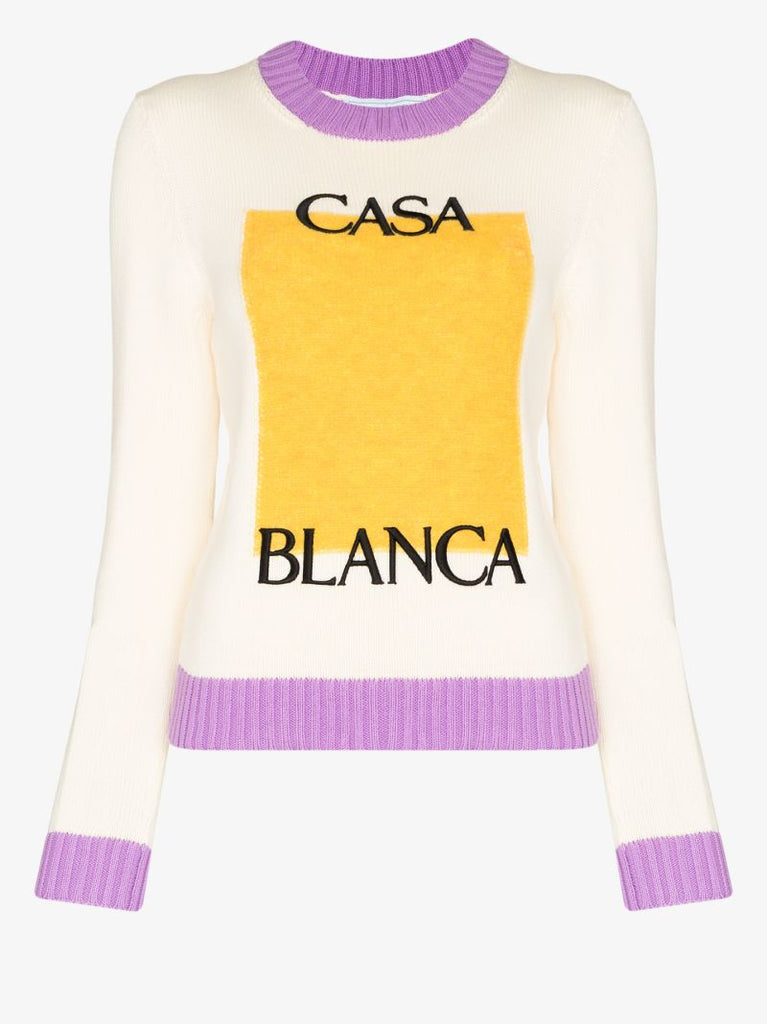 Logo Colour Block Cotton Sweater