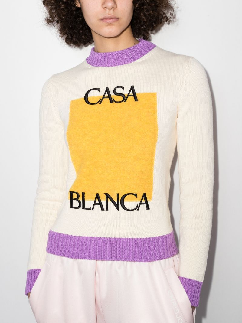 Logo Colour Block Cotton Sweater