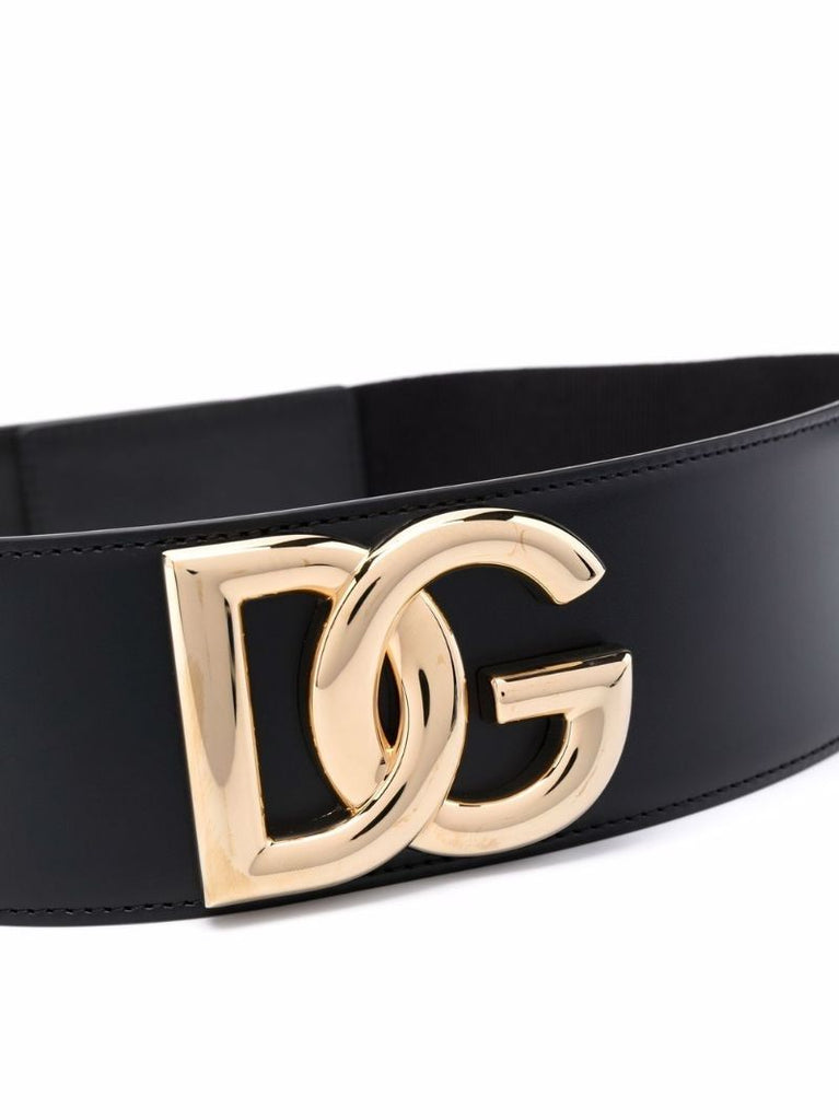 Black Logo Leather Belt