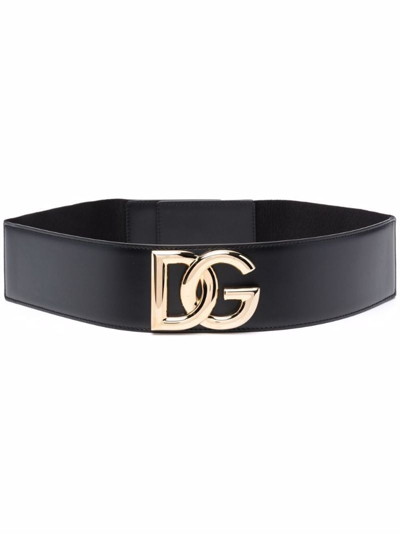 Black Logo Leather Belt