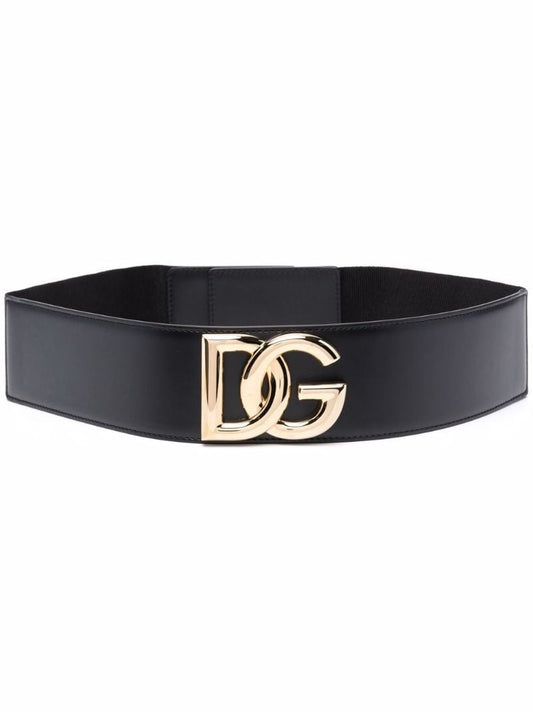 Black Logo Leather Belt