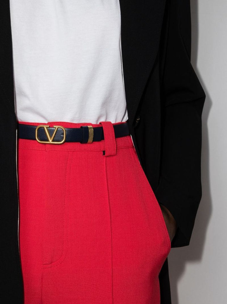 Blue and Gold Vlogo Reversible Leather Belt