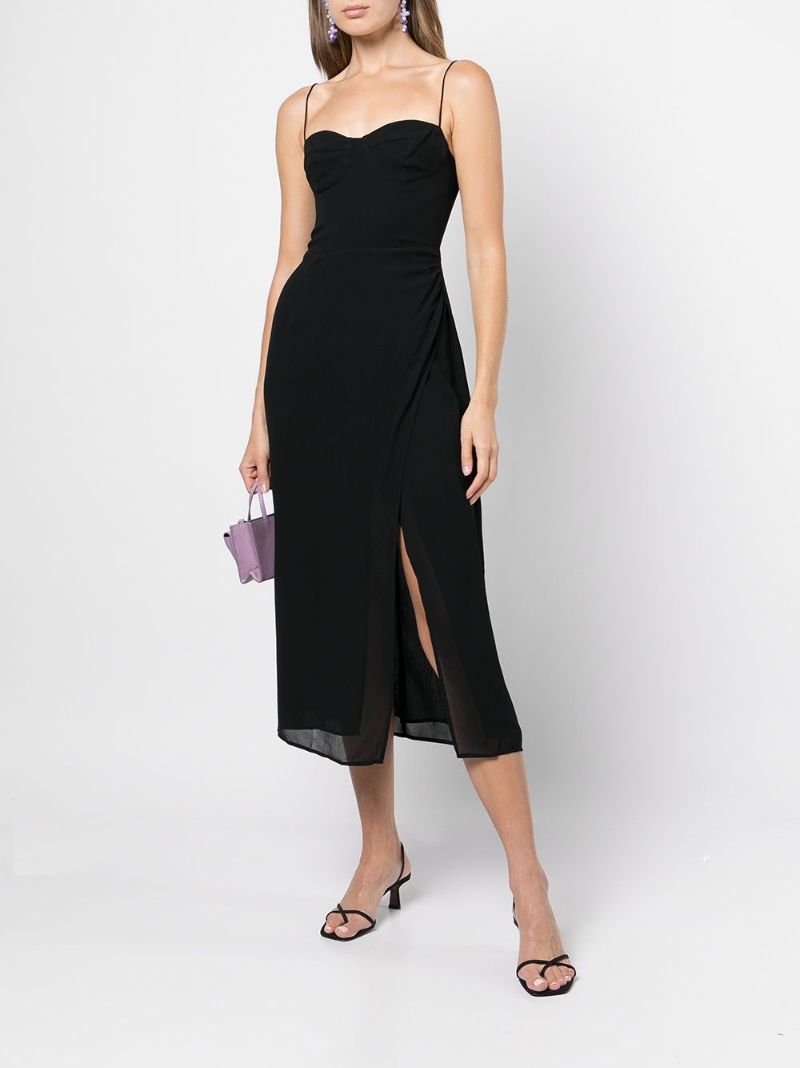 Black Kourtney Side Slit Midi Dress