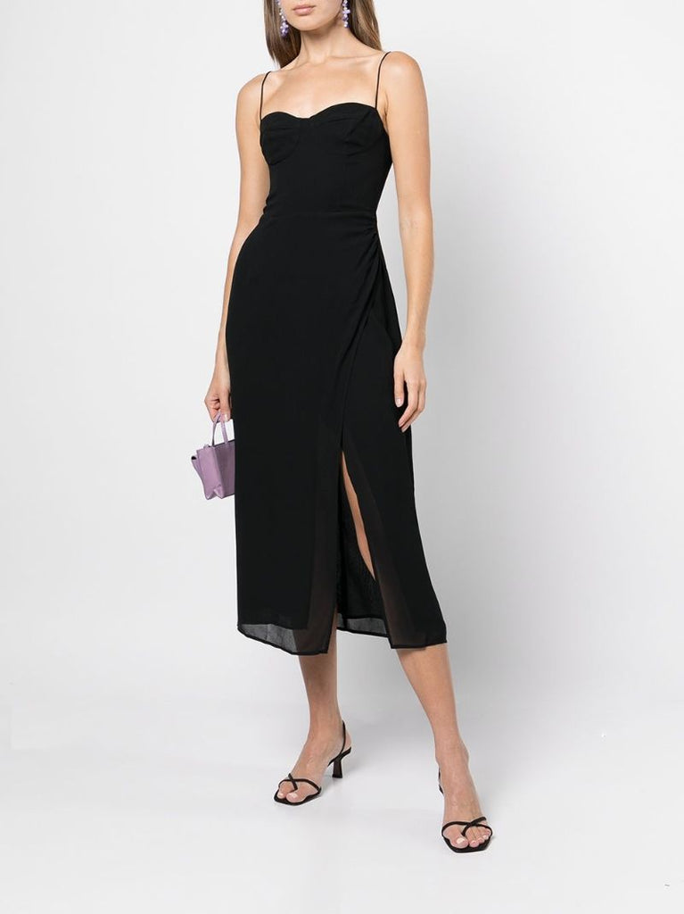 Black Kourtney Side Slit Midi Dress