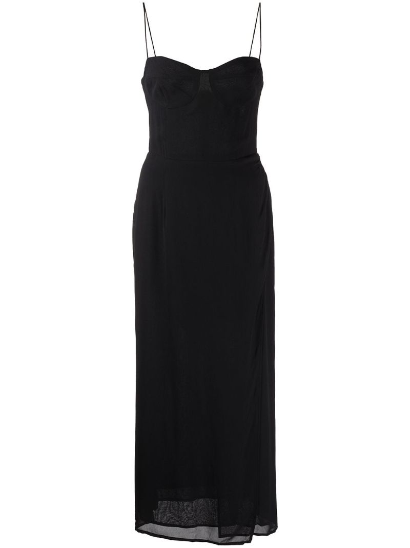 Black Kourtney Side Slit Midi Dress