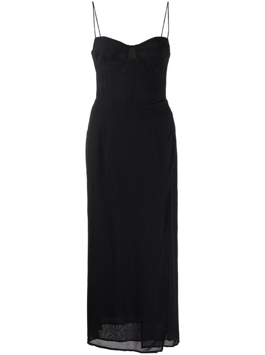 Black Kourtney Side Slit Midi Dress