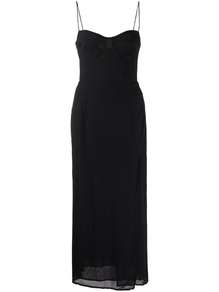 Black Kourtney Side Slit Midi Dress