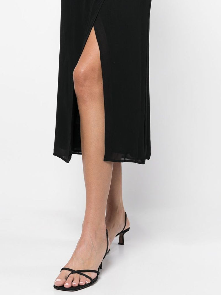 Black Kourtney Side Slit Midi Dress