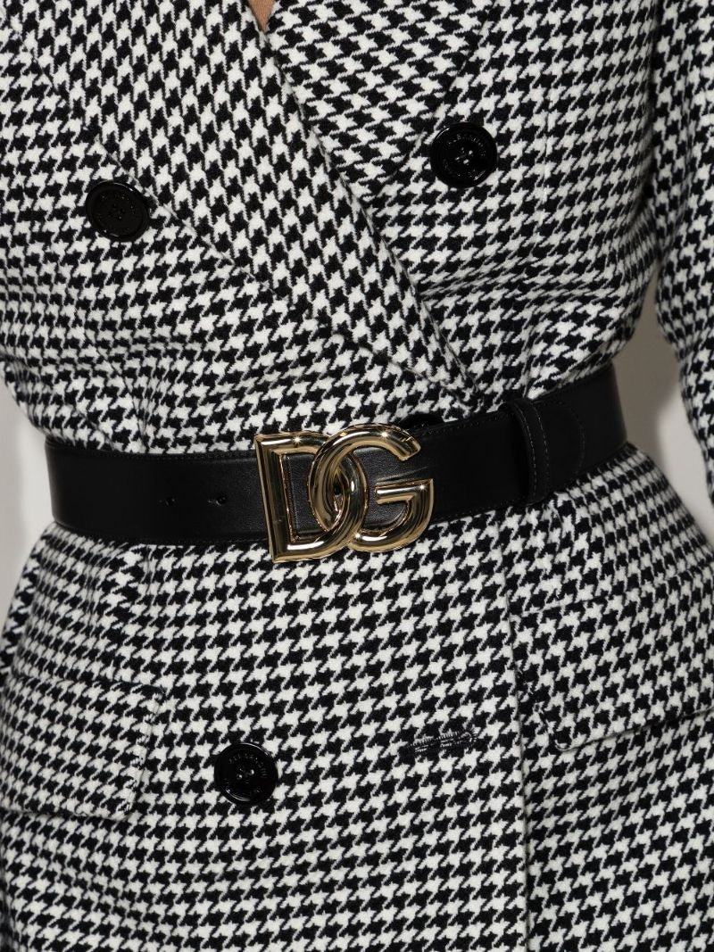 Black Logo Leather Belt