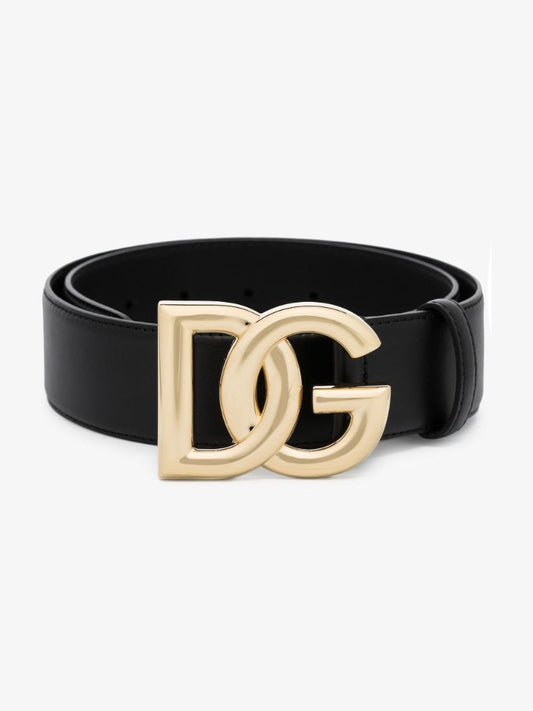 Black Logo Leather Belt