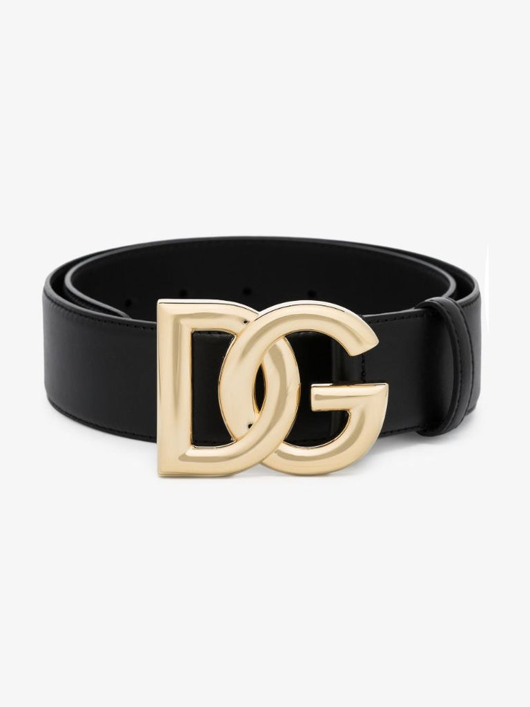 Black Logo Leather Belt