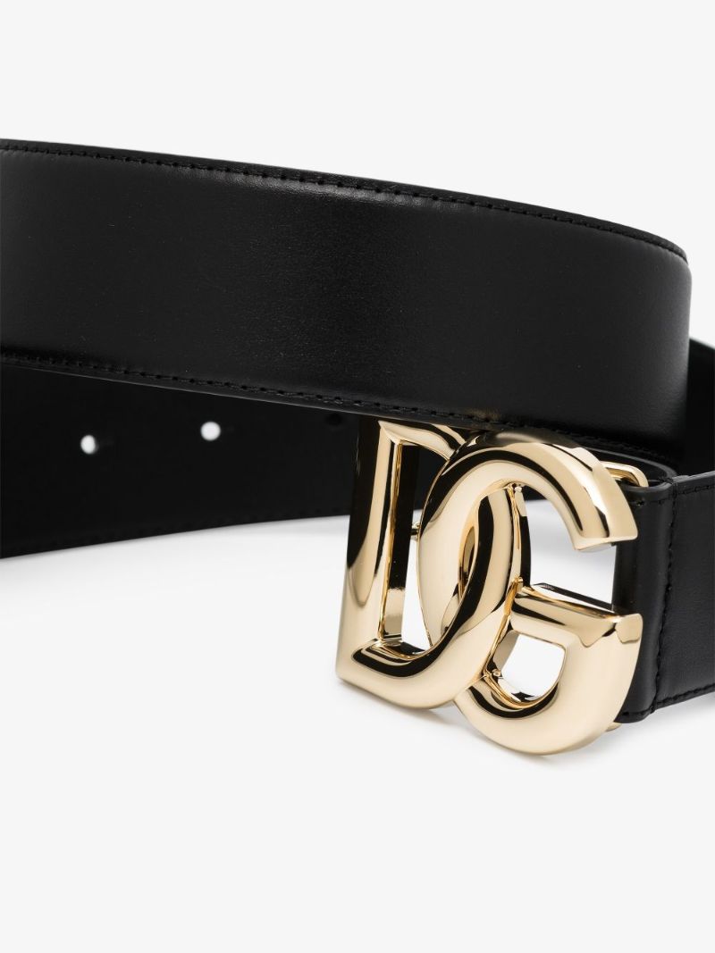 Black Logo Leather Belt