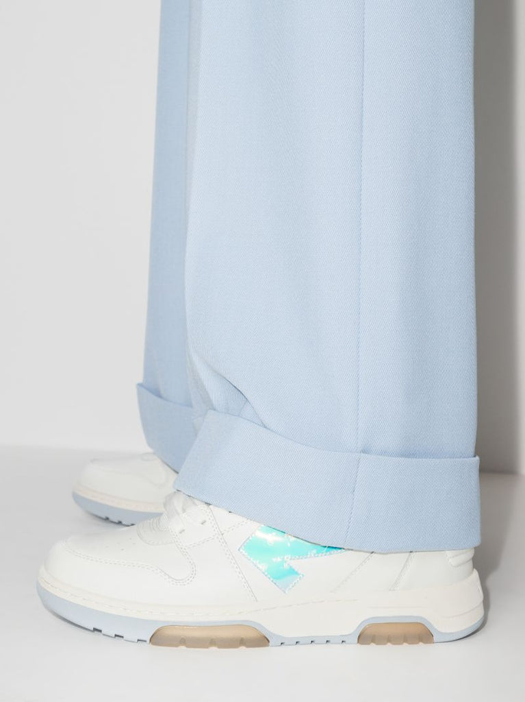 White and Blue Out of Office Leather Sneakers