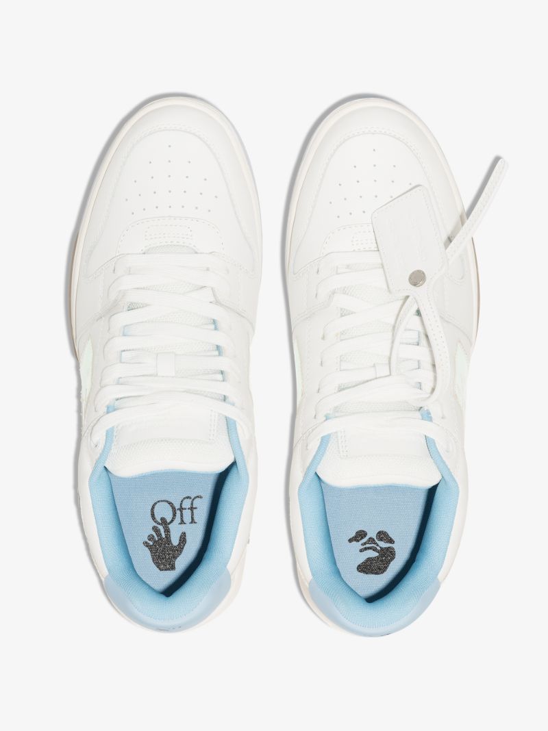 White and Blue Out of Office Leather Sneakers