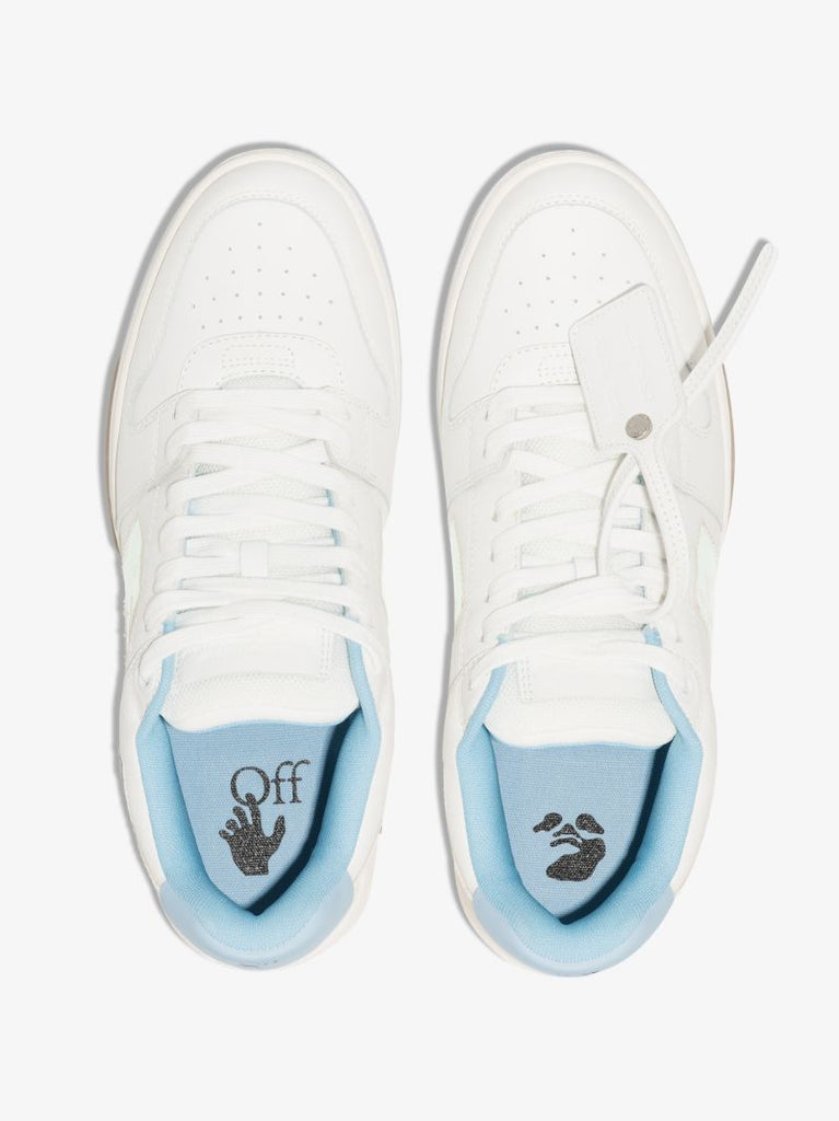 White and Blue Out of Office Leather Sneakers
