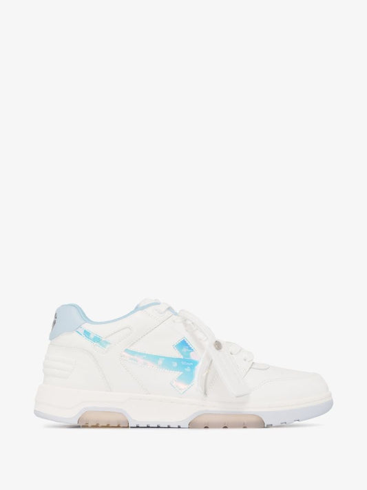 White and Blue Out of Office Leather Sneakers