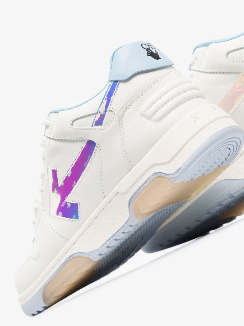 White and Blue Out of Office Leather Sneakers