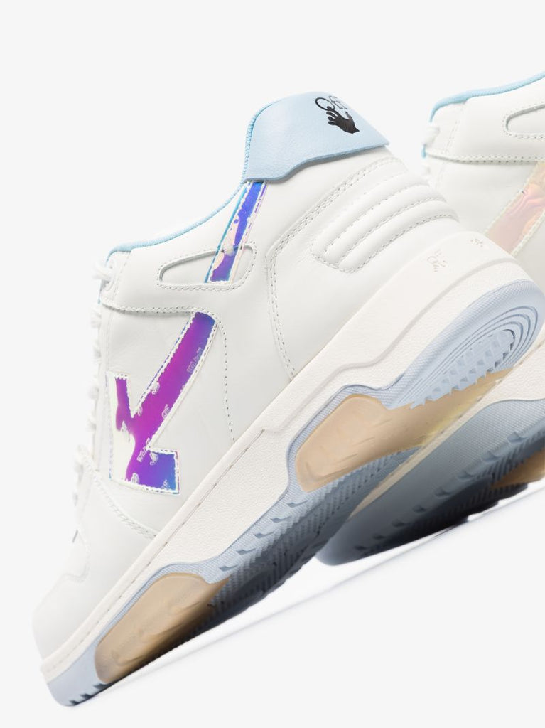 White and Blue Out of Office Leather Sneakers