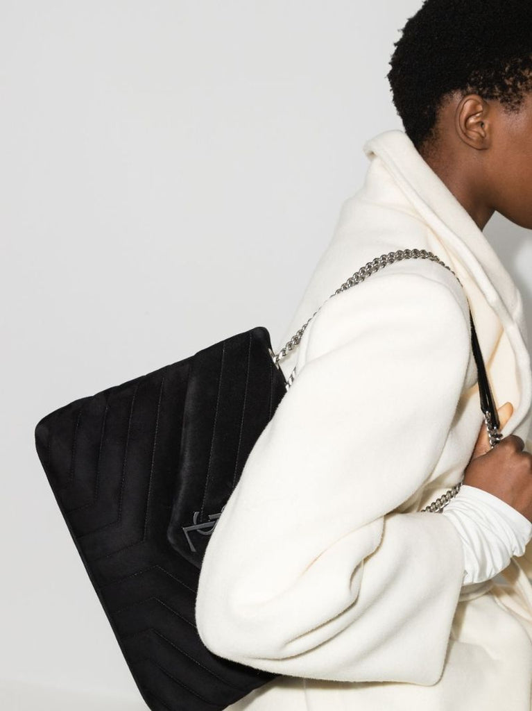 Black Loulou Medium Suede Shoulder Bag