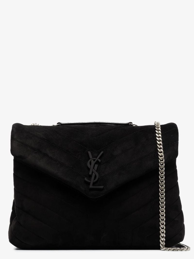 Black Loulou Medium Suede Shoulder Bag
