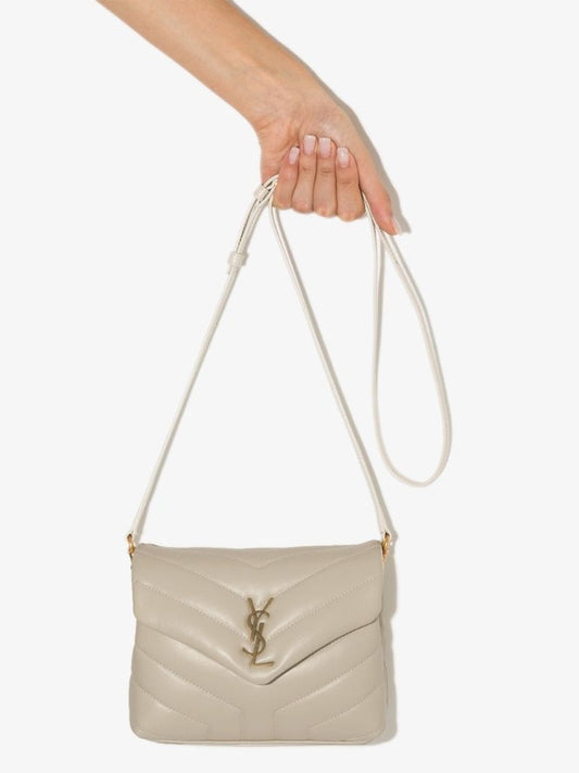 Cream Loulou Toy Leather Clutch Bag