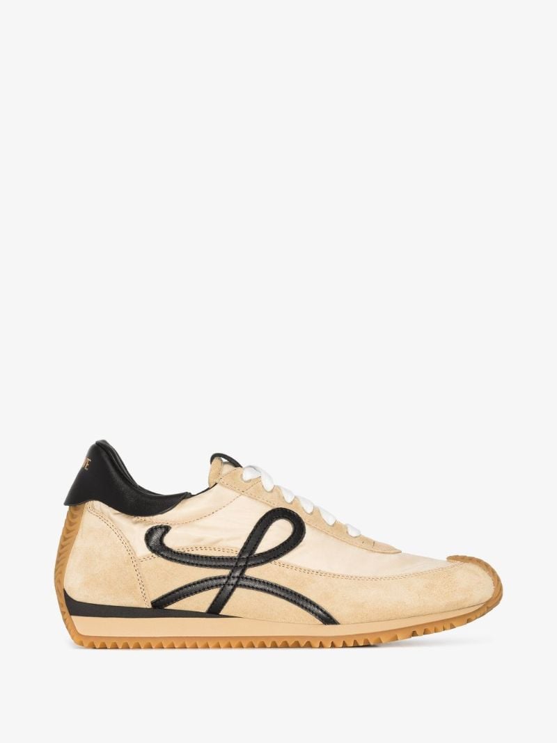 Beige Flow Runner Suede Sneakers