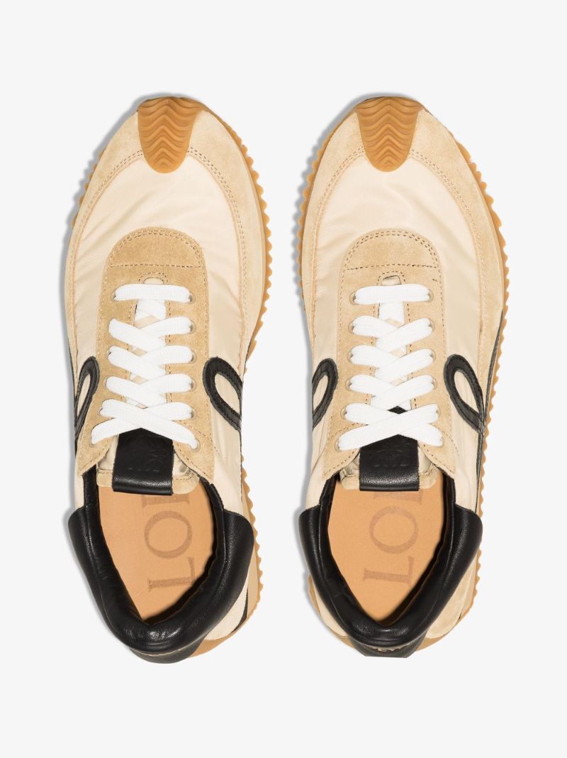 Beige Flow Runner Suede Sneakers