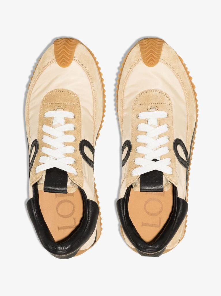 Beige Flow Runner Suede Sneakers