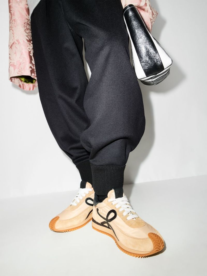 Beige Flow Runner Suede Sneakers