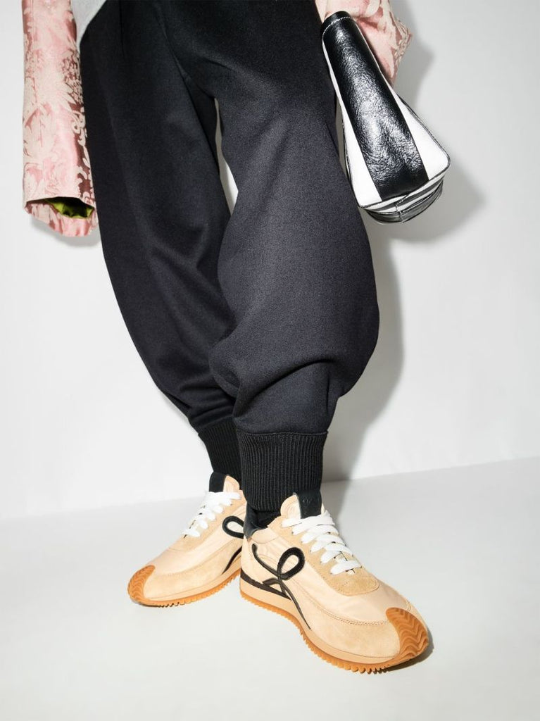 Beige Flow Runner Suede Sneakers
