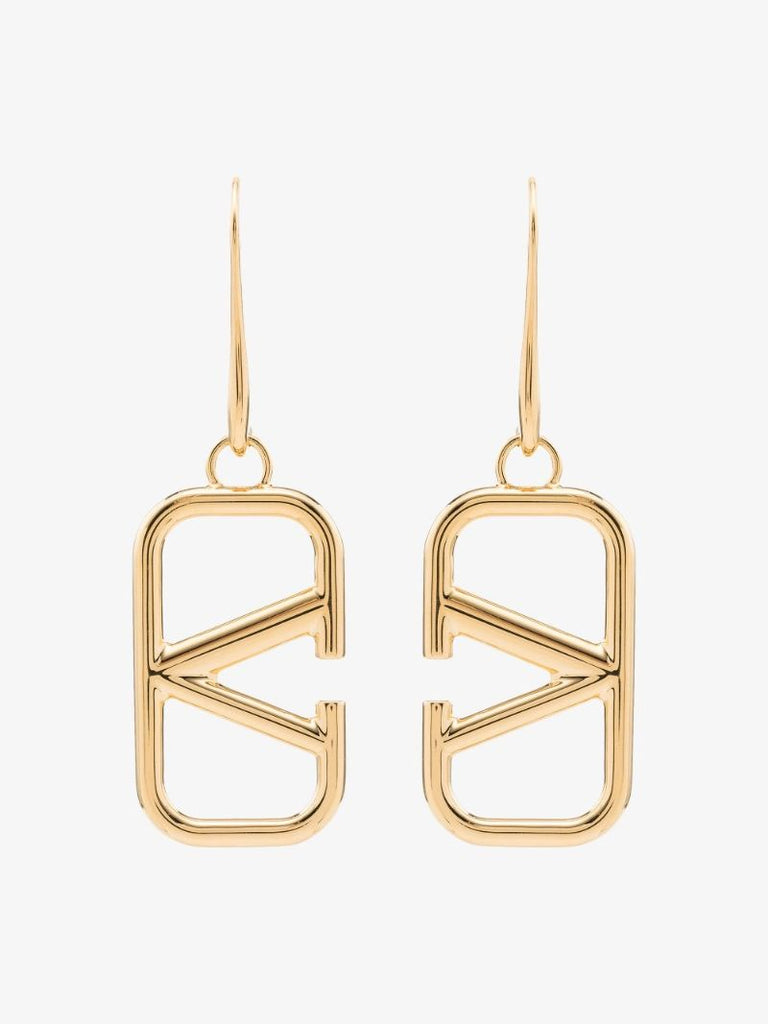Gold Tone Vlogo Drop Earrings