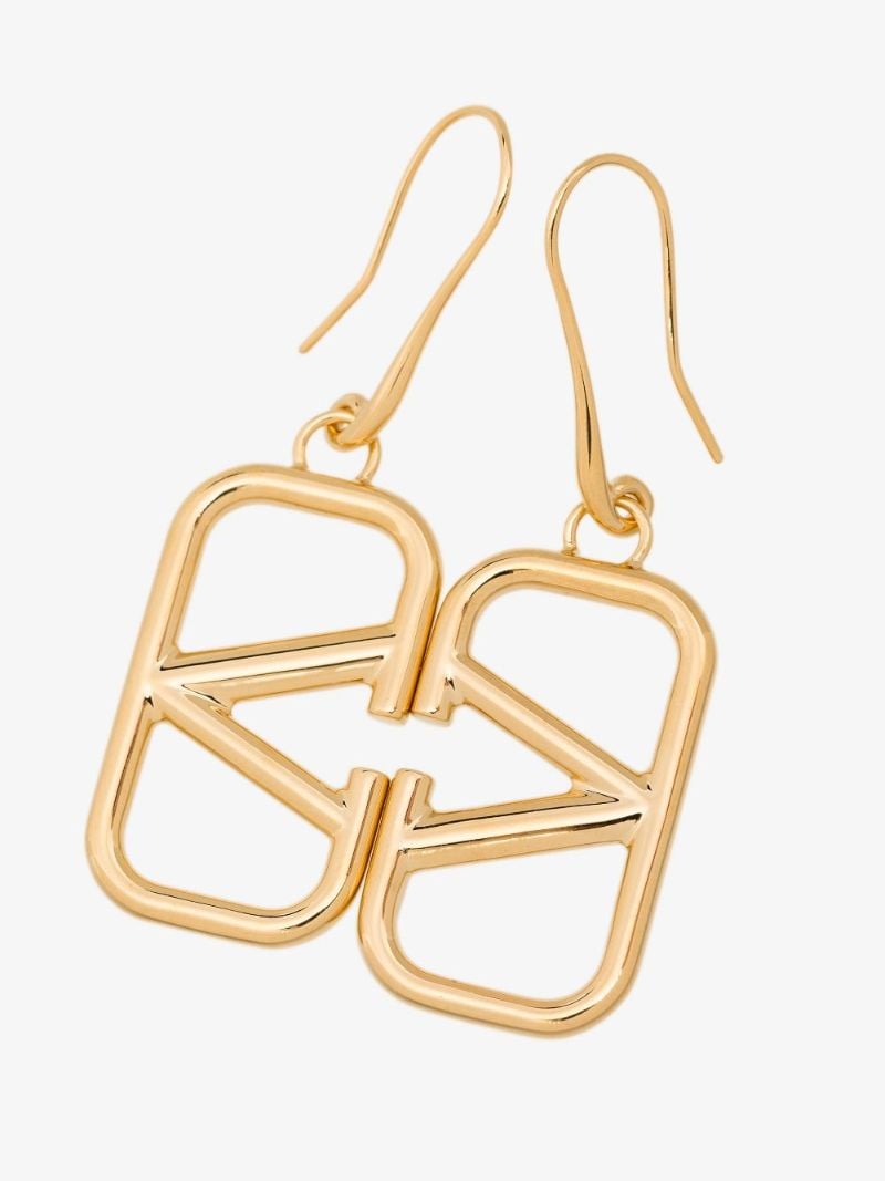 Gold Tone Vlogo Drop Earrings