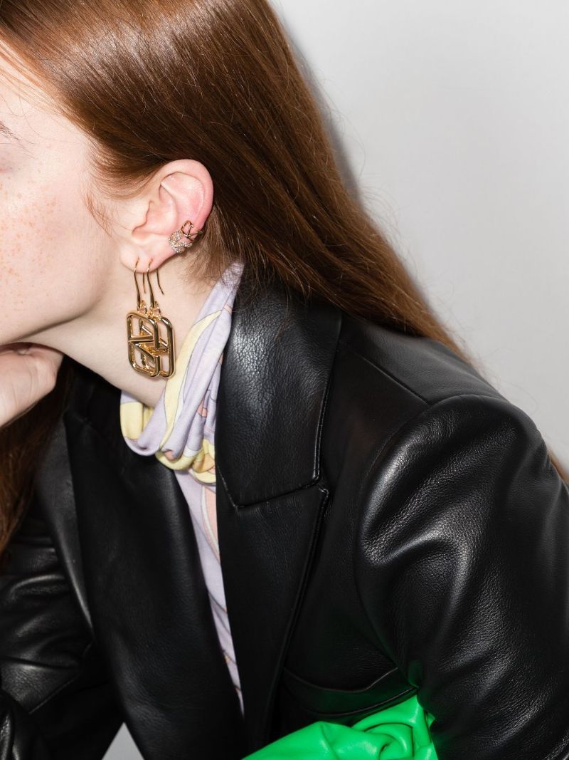 Gold Tone Vlogo Drop Earrings