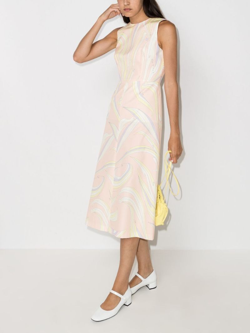 Vortici Print Cotton Midi Dress