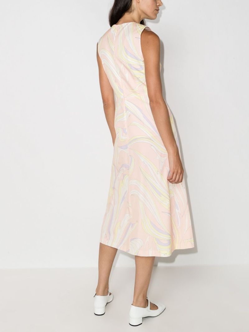 Vortici Print Cotton Midi Dress