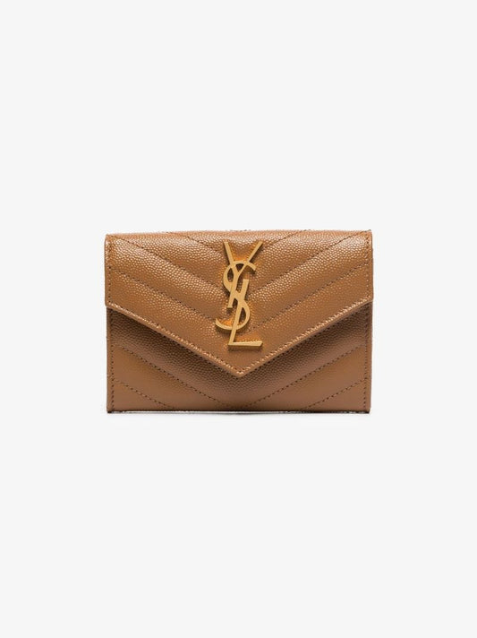 Neutral Monogram Quilted Leather Wallet